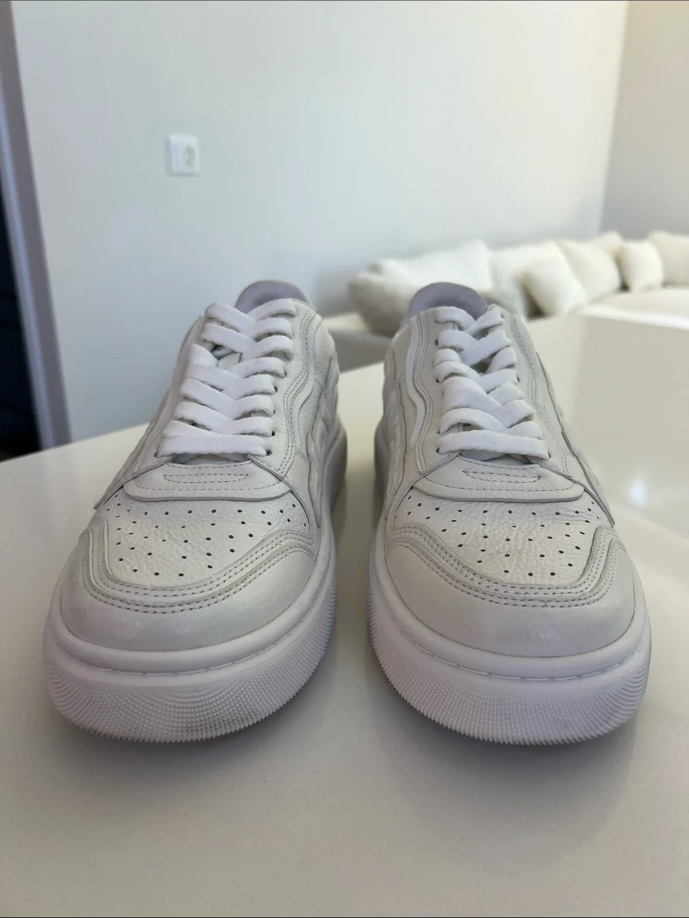Alexander Wang optic white leather puff lace up sneakers size 41